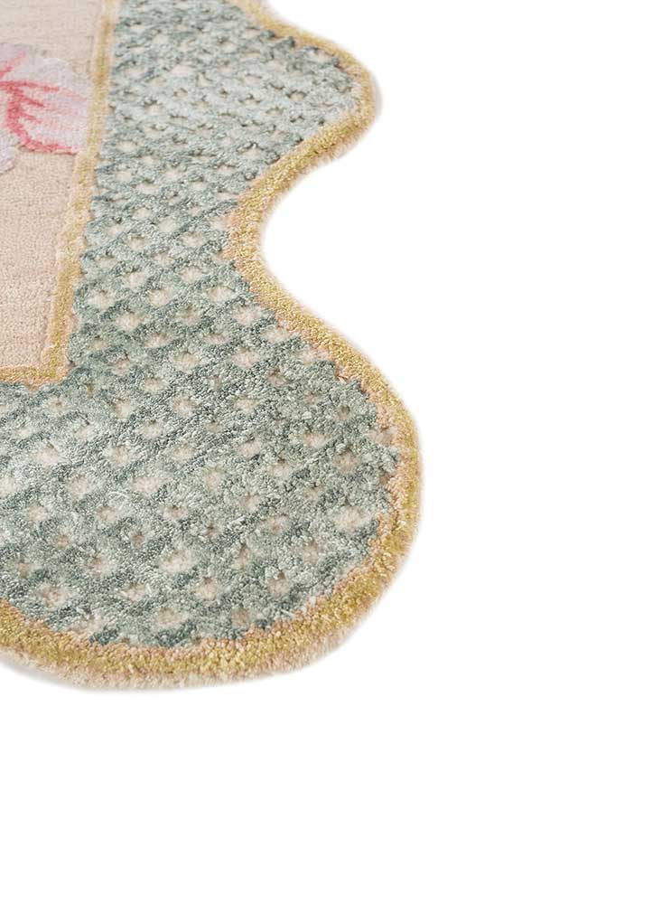 jardins du monde beige and brown wool and bamboo silk hand knotted Rug - Corner