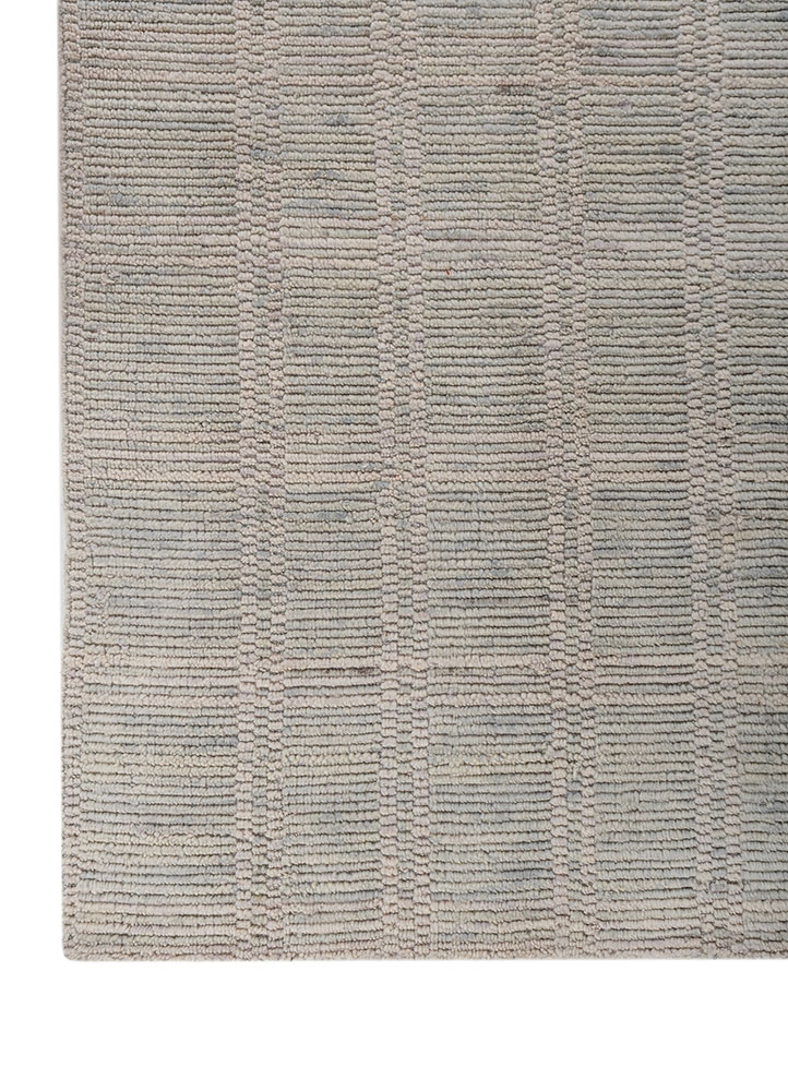 saga blue wool hand loom Rug - Corner
