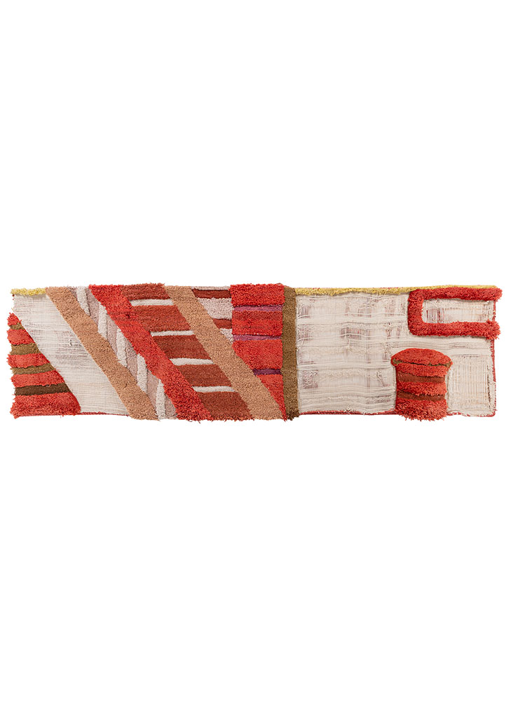 exposed spine pink and purple wool and bamboo silk hand knotted WALL ART & TAPESTRY - Corner