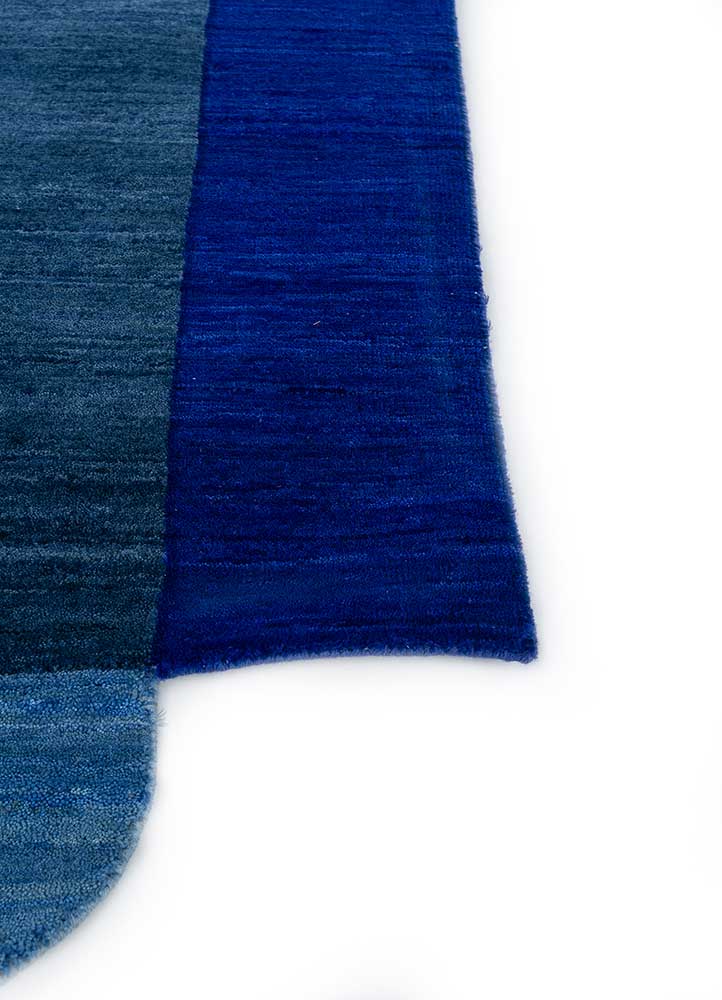 brahmaand blue wool hand knotted Rug - Corner