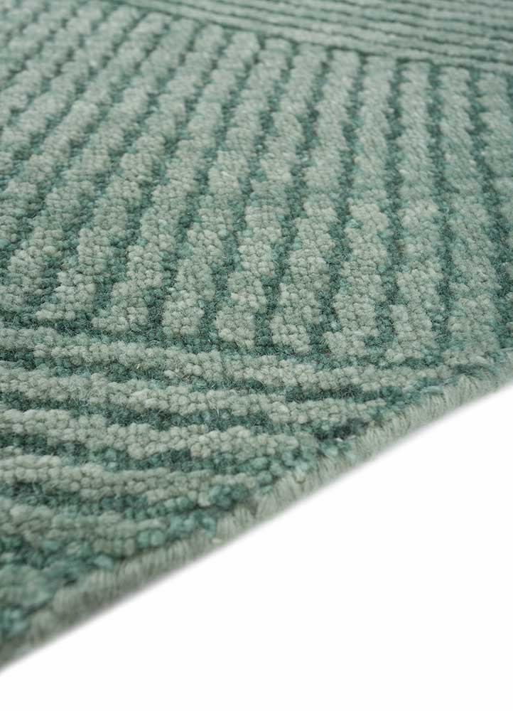 blythe blue wool hand knotted Rug - Corner
