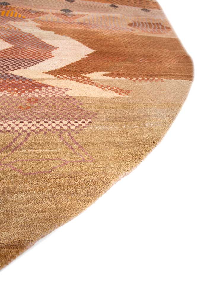manchaha red and orange wool and bamboo silk hand knotted Rug - Corner