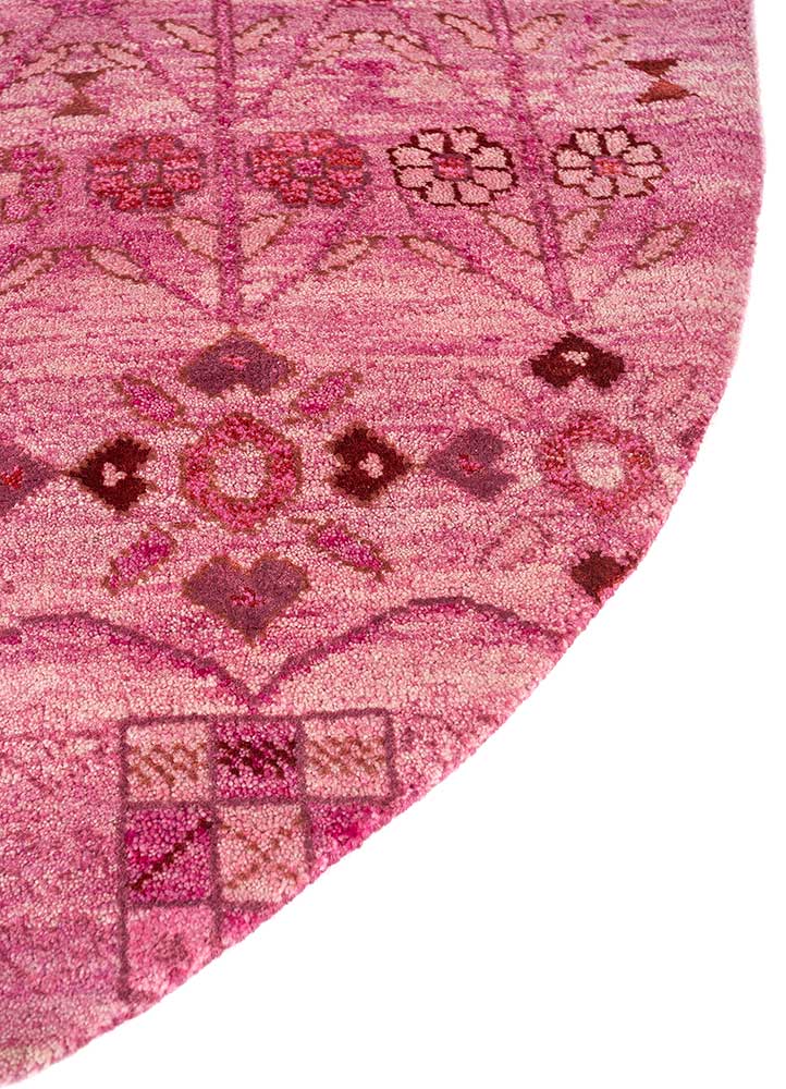 manchaha pink and purple wool and bamboo silk hand knotted Rug - Corner