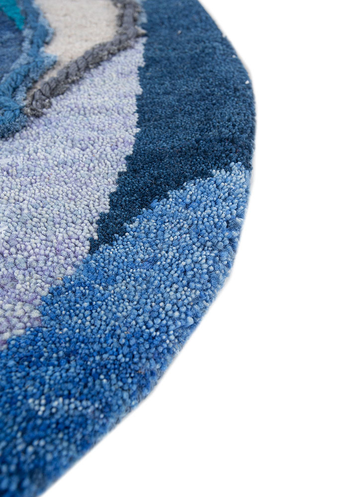 aprezo blue wool and bamboo silk hand knotted Rug - Corner