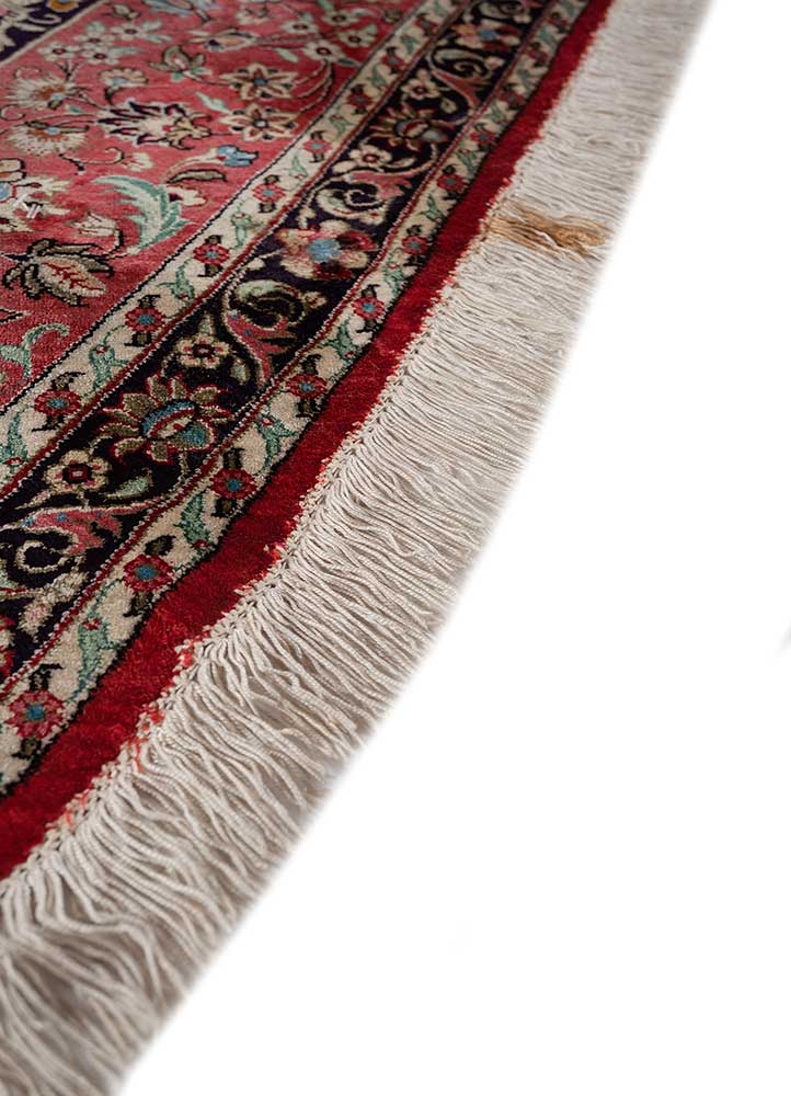 gulmarg pink and purple silk hand knotted Rug - Corner