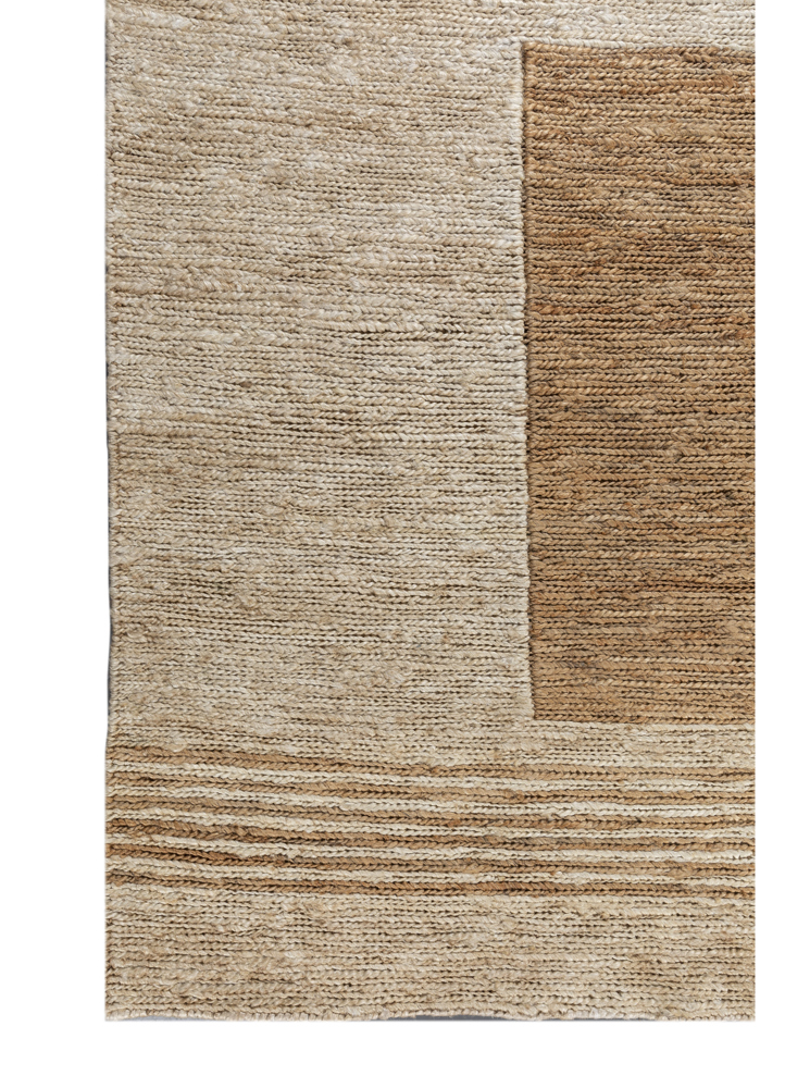 daaira beige and brown jute and hemp hand knotted Rug - Corner