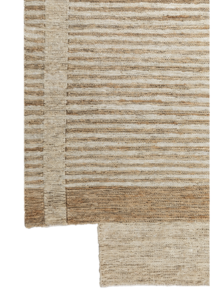 hula beige and brown jute and hemp hand knotted Rug - Corner