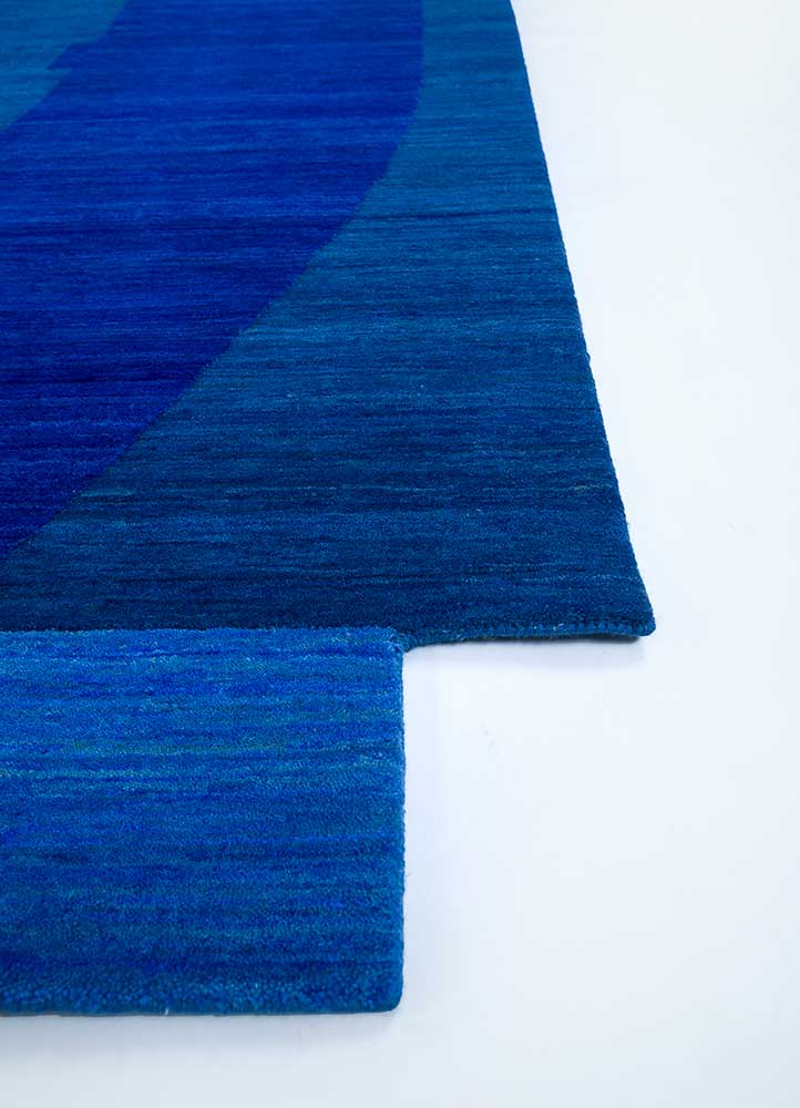 brahmaand blue wool hand knotted Rug - Corner