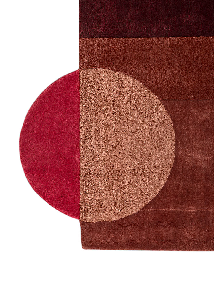 come around red and orange wool and viscose hand tufted Rug - Corner