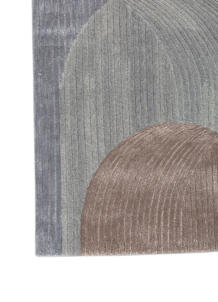 come around blue wool and viscose hand tufted Rug - Corner