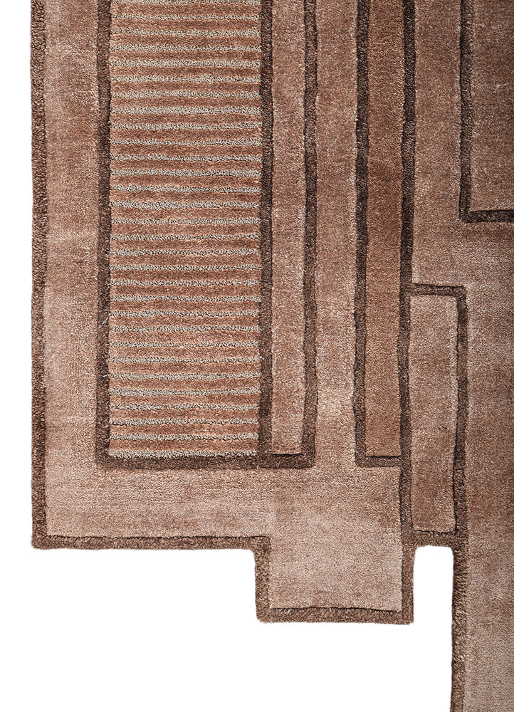 caliedo beige and brown bamboo silk and zari hand tufted Rug - Corner