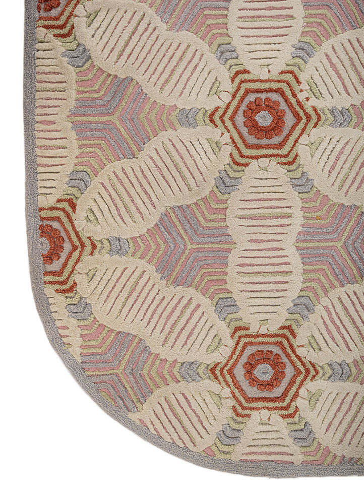 jaipur wunderkammer beige and brown wool and viscose hand tufted Rug - Corner