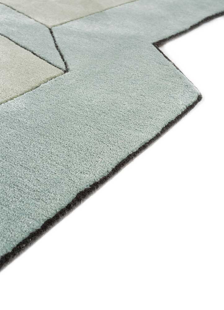 archetype blue wool and viscose hand tufted Rug - Corner