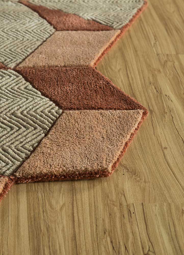archetype beige and brown wool and viscose hand tufted Rug - Corner