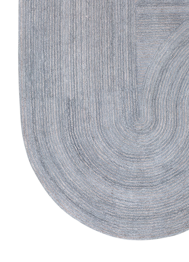 cera blue wool and viscose hand tufted Rug - Corner