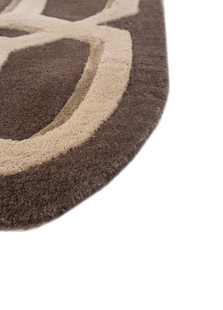 linear beige and brown wool and viscose hand tufted Rug - Corner