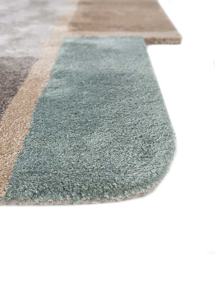come around grey and black viscose hand tufted Rug - Corner
