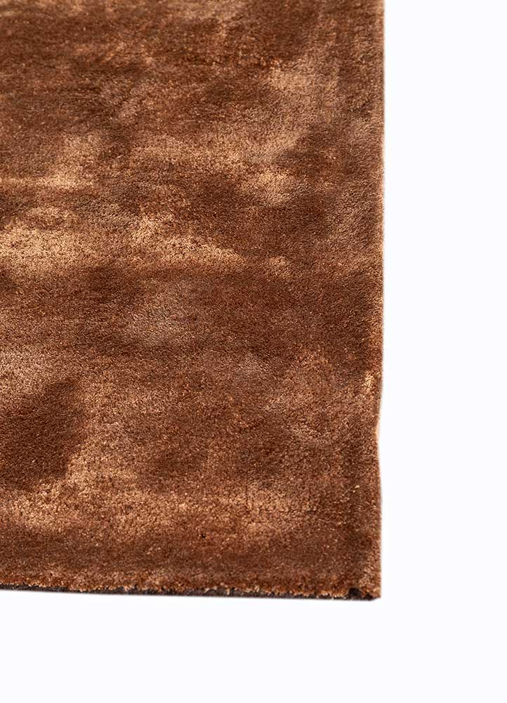 come around beige and brown viscose hand tufted Rug - Corner