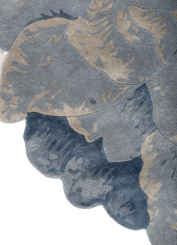hacienda blue wool and viscose hand tufted Rug - Corner