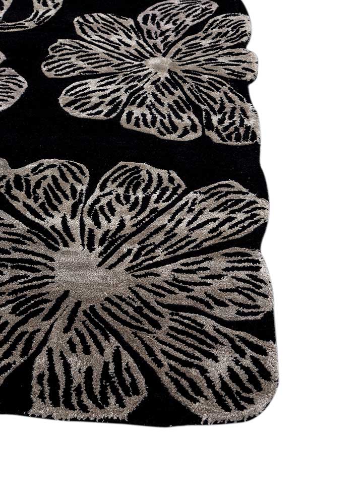 hacienda grey and black wool and viscose hand tufted Rug - Corner