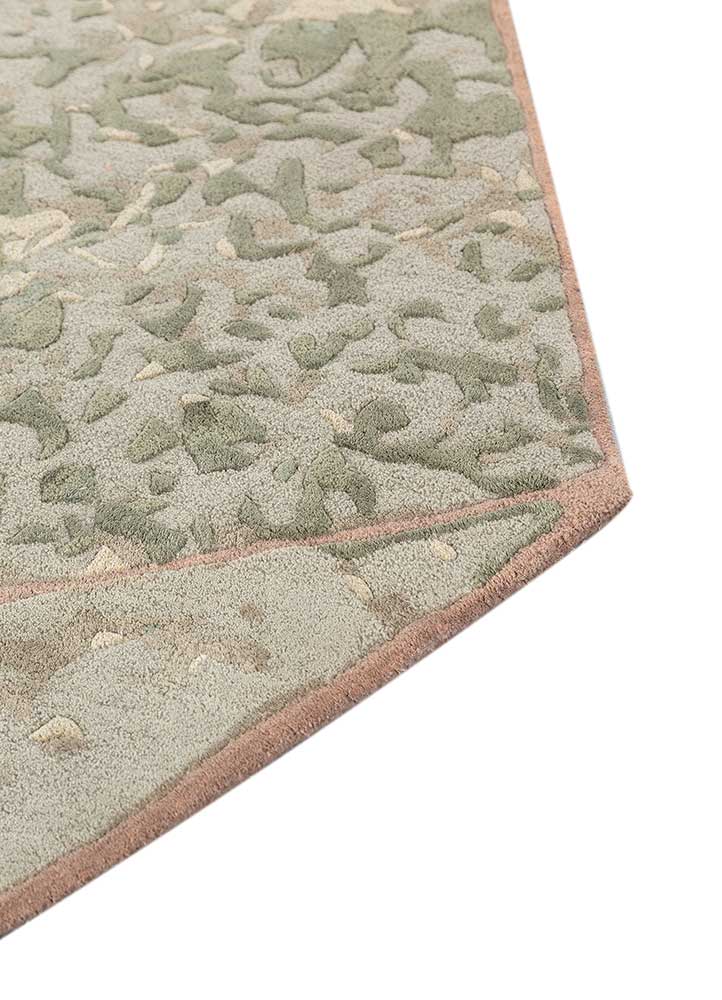 infini green wool and viscose hand tufted Rug - Corner