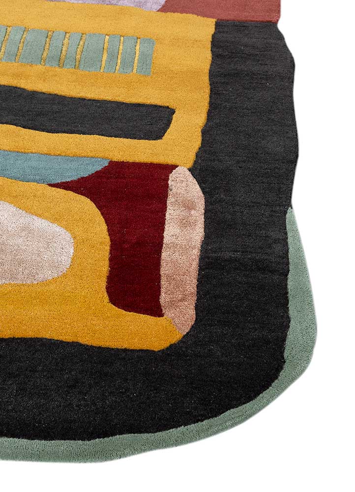 joy gold wool and viscose hand tufted Rug - Corner