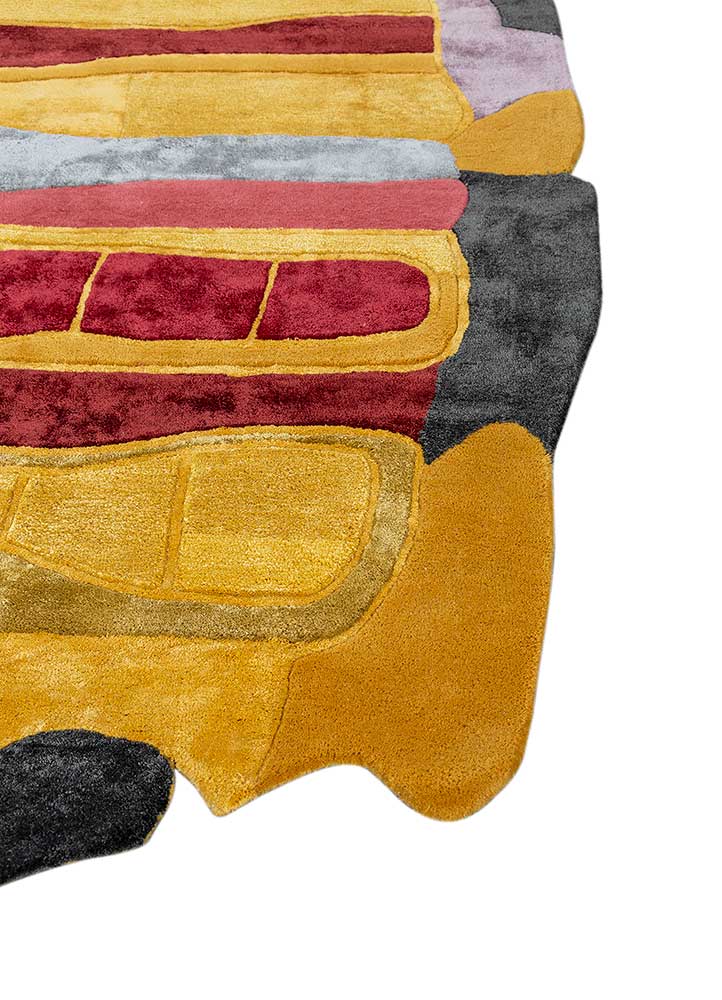 joy gold wool and viscose hand tufted Rug - Corner