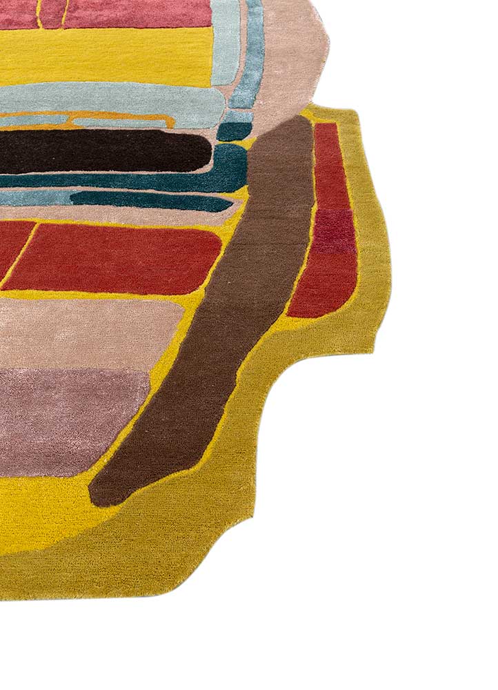 joy gold wool and viscose hand tufted Rug - Corner