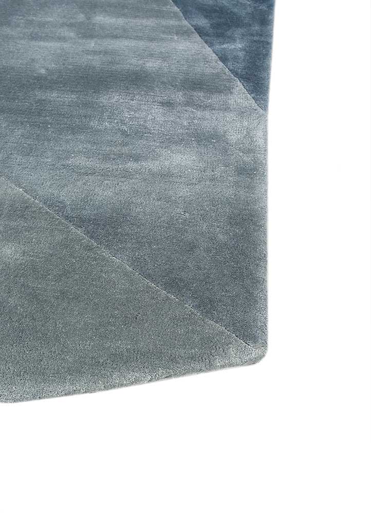 come around blue viscose hand tufted Rug - Corner