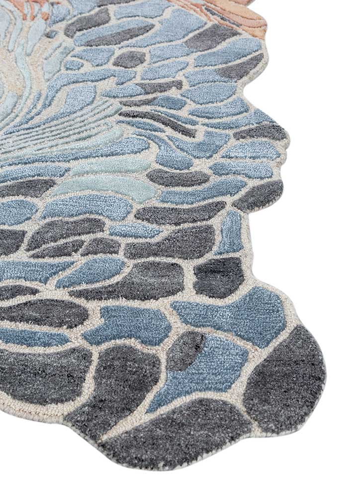 aurelia blue wool and viscose hand tufted Rug - Corner