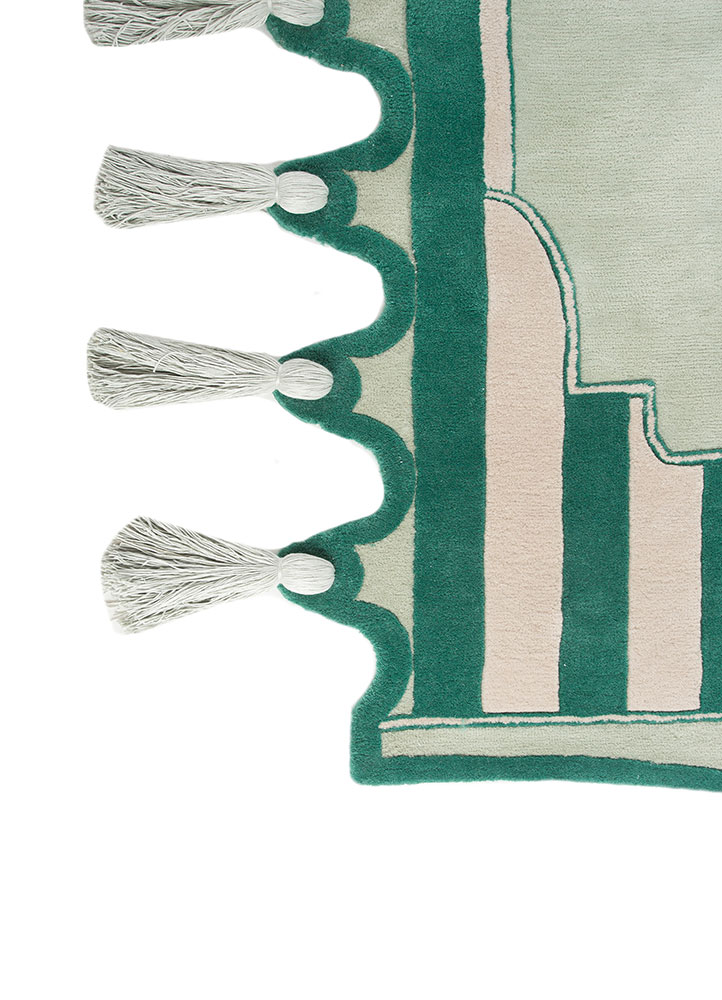 jardins du monde blue wool hand tufted Rug - Corner