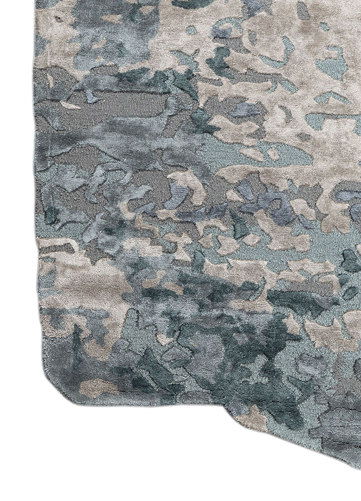 genesis blue wool and viscose hand tufted Rug - Corner