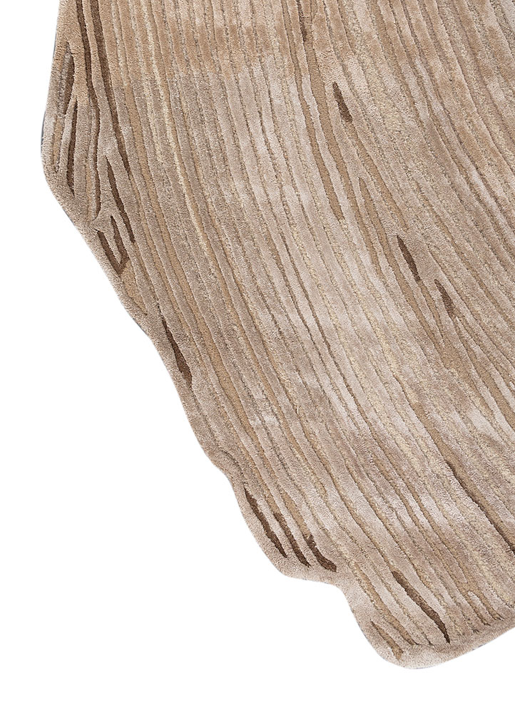 infini beige and brown wool and viscose hand tufted Rug - Corner
