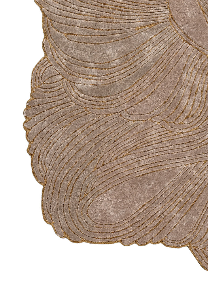 infini beige and brown viscose hand tufted Rug - Corner