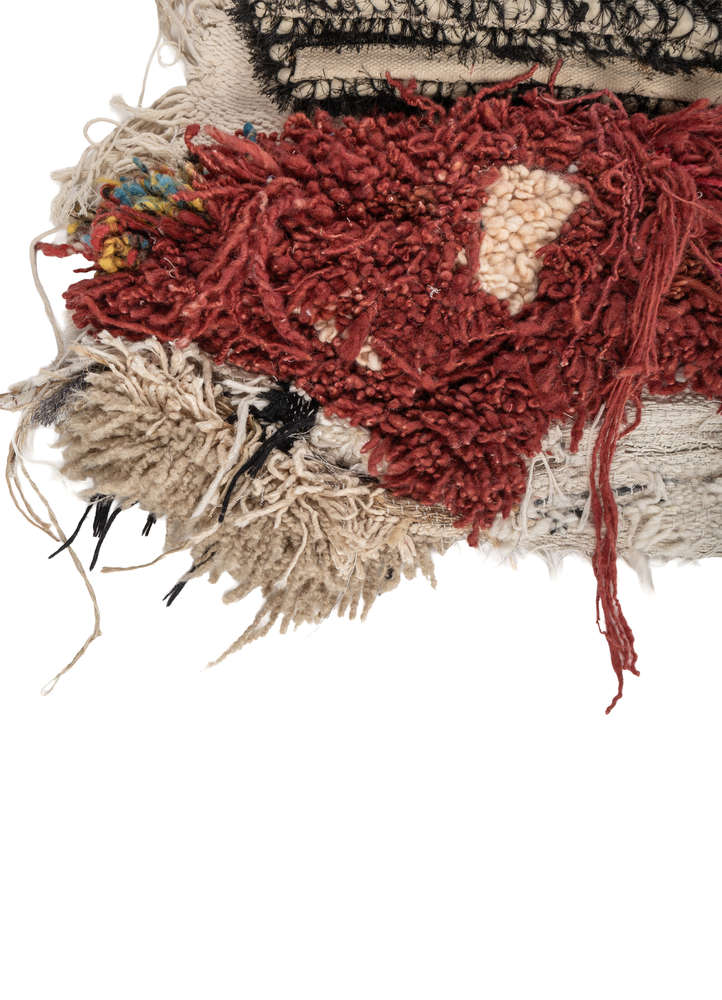 exposed spine red and orange wool and silk wall art WALL ART & TAPESTRY - Corner