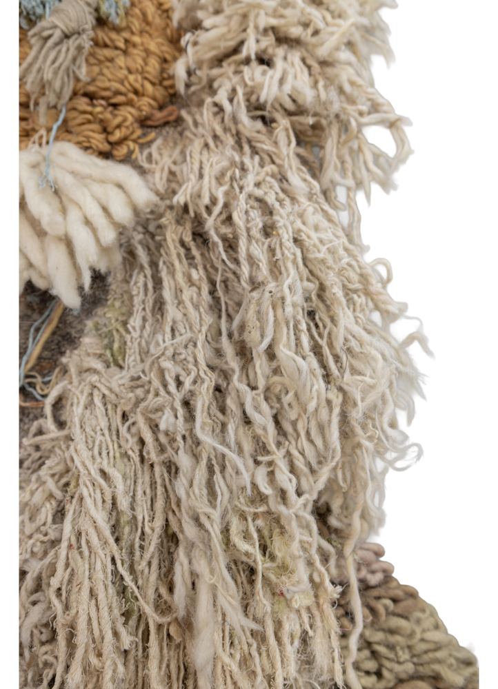 wall installation ivory wool and bamboo silk hand knotted WALL ART & TAPESTRY - Corner