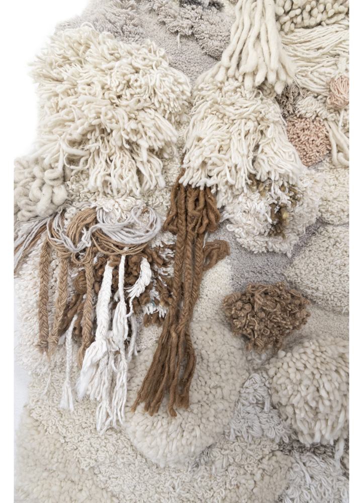 wall installation ivory wool and bamboo silk hand knotted WALL ART & TAPESTRY - Corner