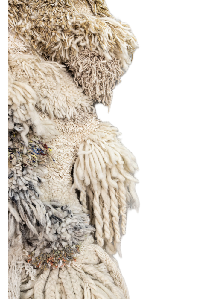 wall installation ivory wool and bamboo silk hand knotted WALL ART & TAPESTRY - Corner
