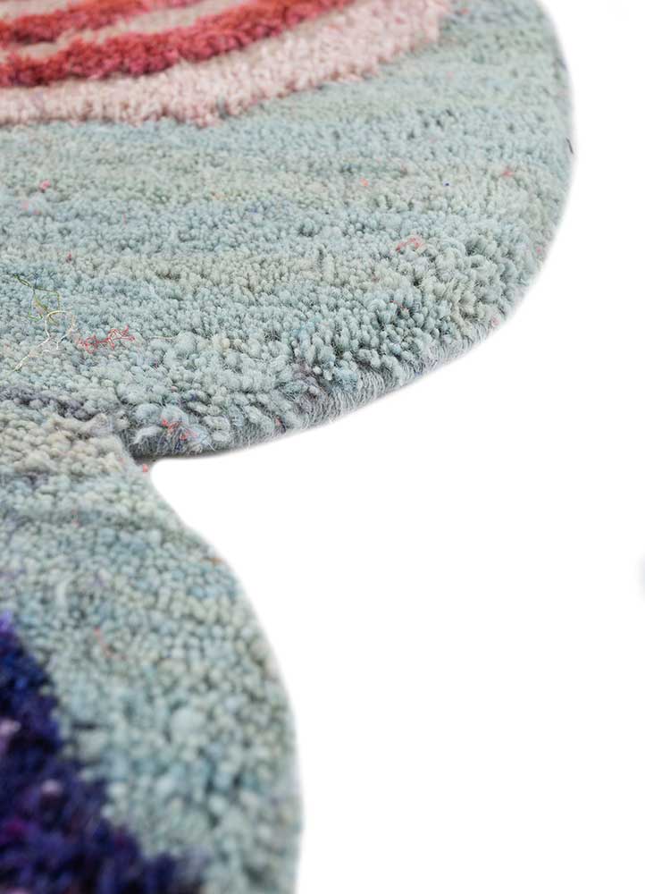 wall installation blue wool and bamboo silk hand knotted WALL ART & TAPESTRY - Corner