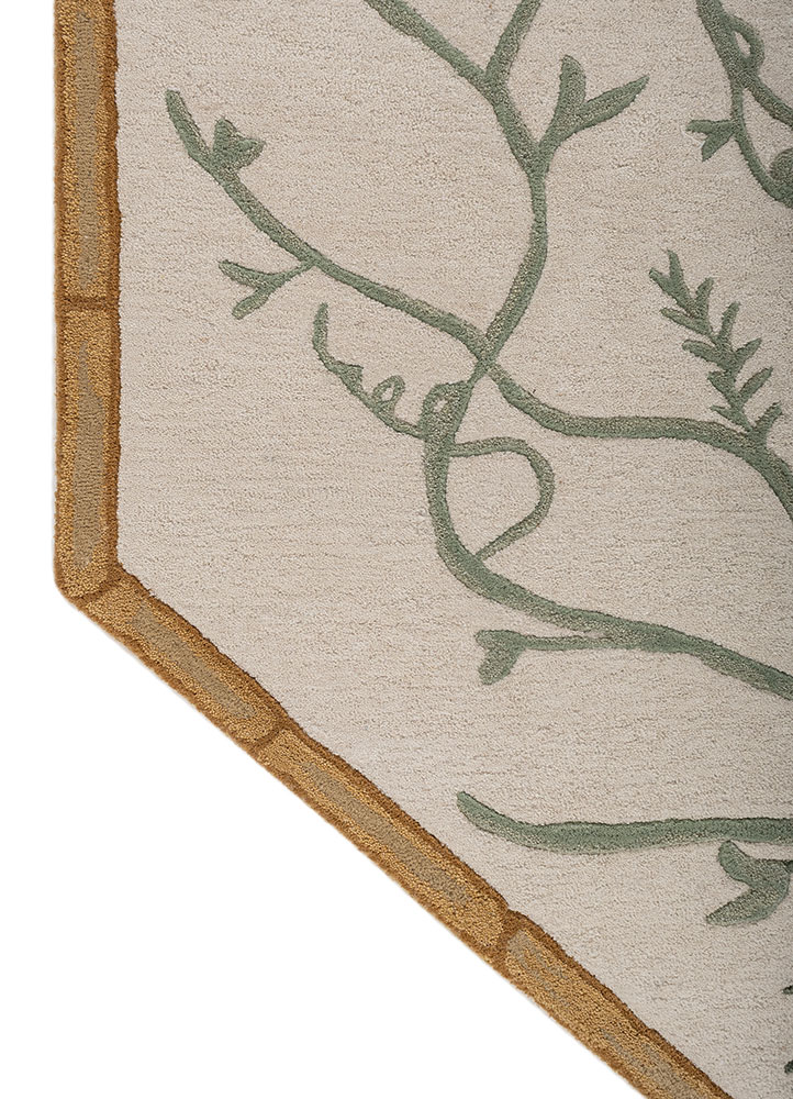 jardins du monde ivory wool hand tufted Rug - Corner