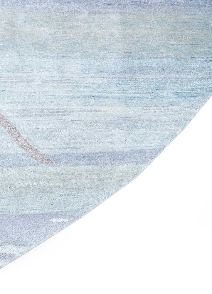 freedom manchaha blue wool and silk hand knotted Rug - Corner