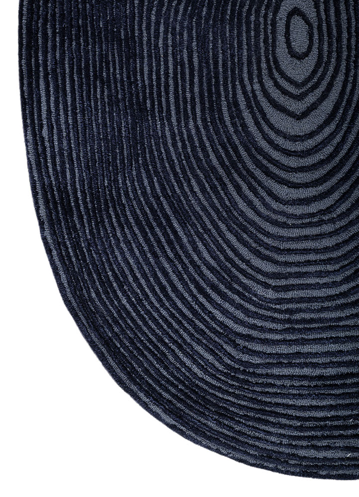 pathways blue wool and viscose hand tufted Rug - Corner