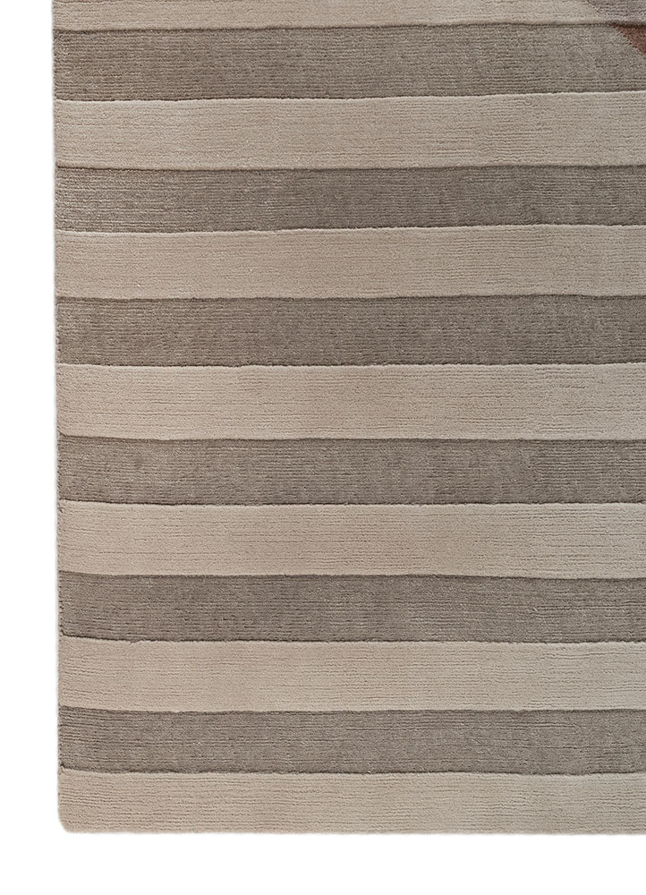 blythe beige and brown wool hand knotted Rug - Corner