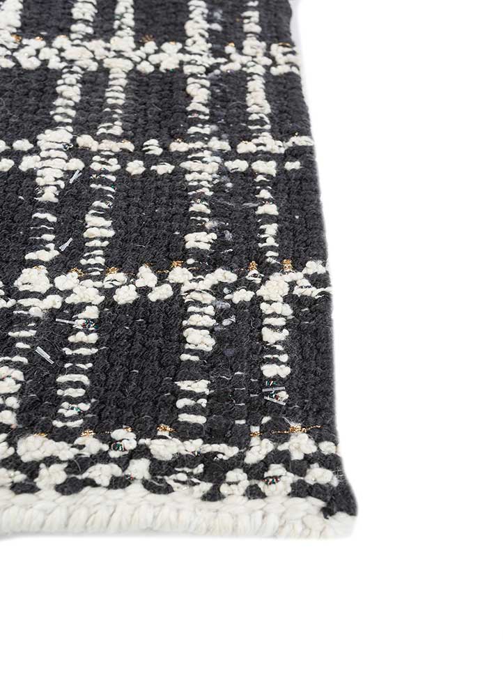 atelier grey and black wool and silk flat weaves Rug - Corner