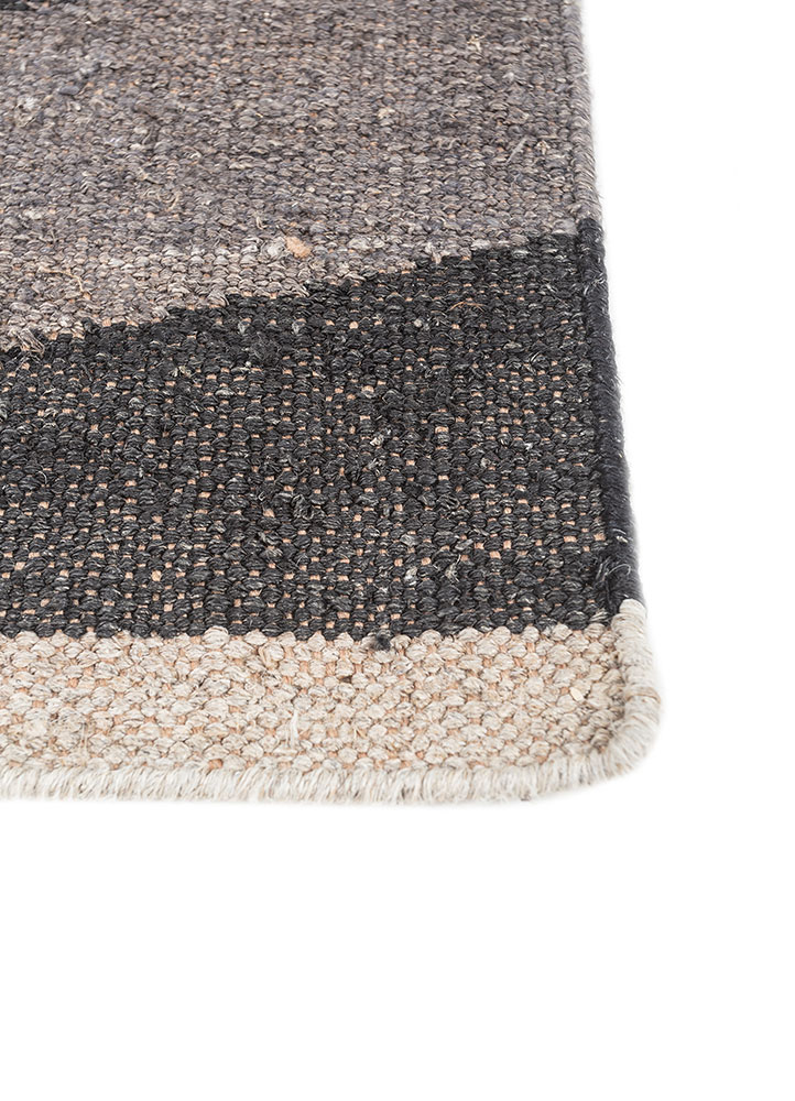 nomadic threads grey and black jute and hemp flat weaves Rug - Corner