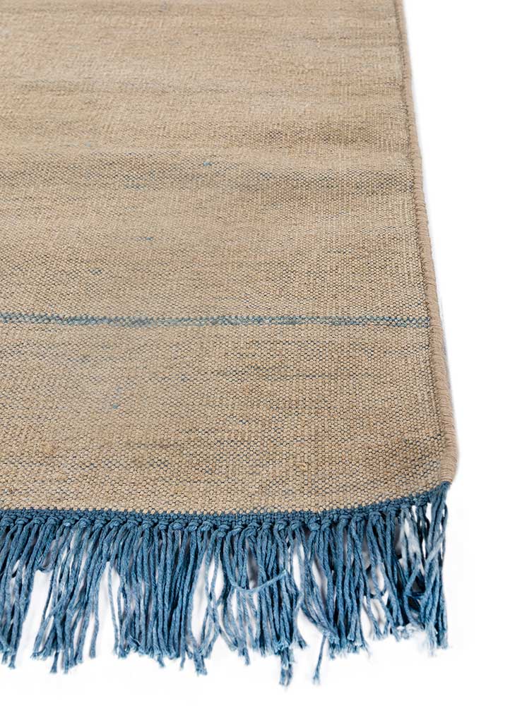 abrash beige and brown wool flat weaves Rug - Corner