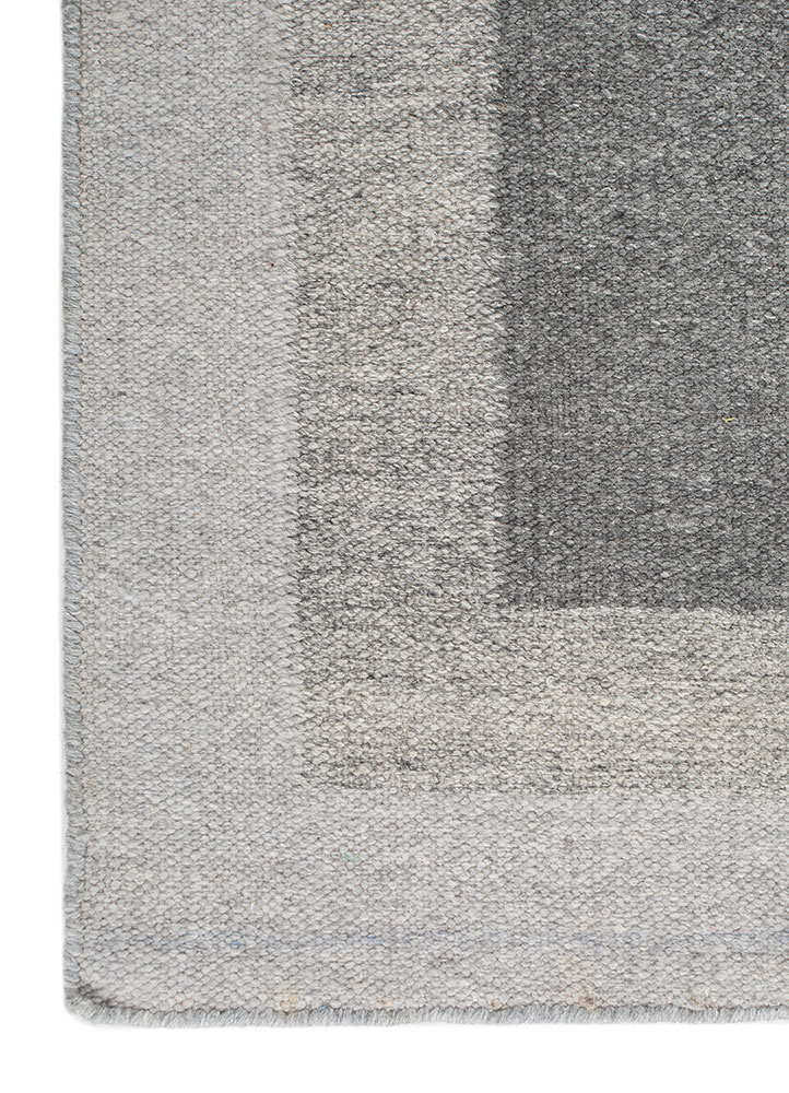 al fresco grey and black polyester flat weaves Rug - Corner
