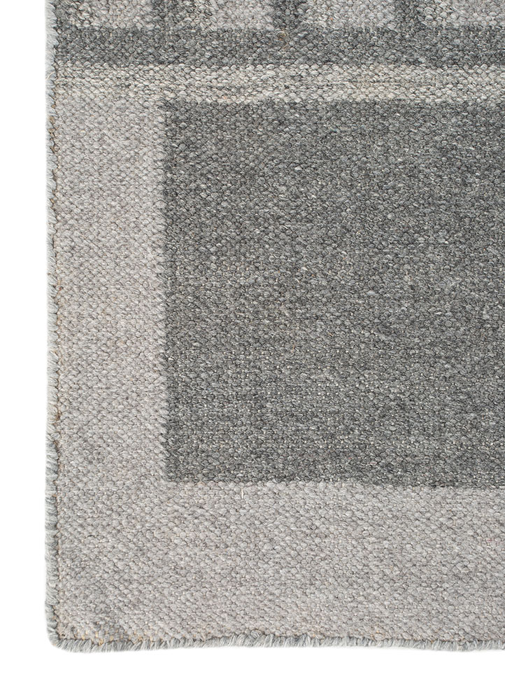 al fresco grey and black polyester flat weaves Rug - Corner