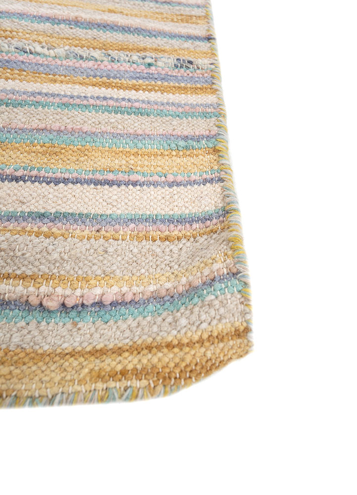 abrash ivory wool flat weaves Rug - Corner