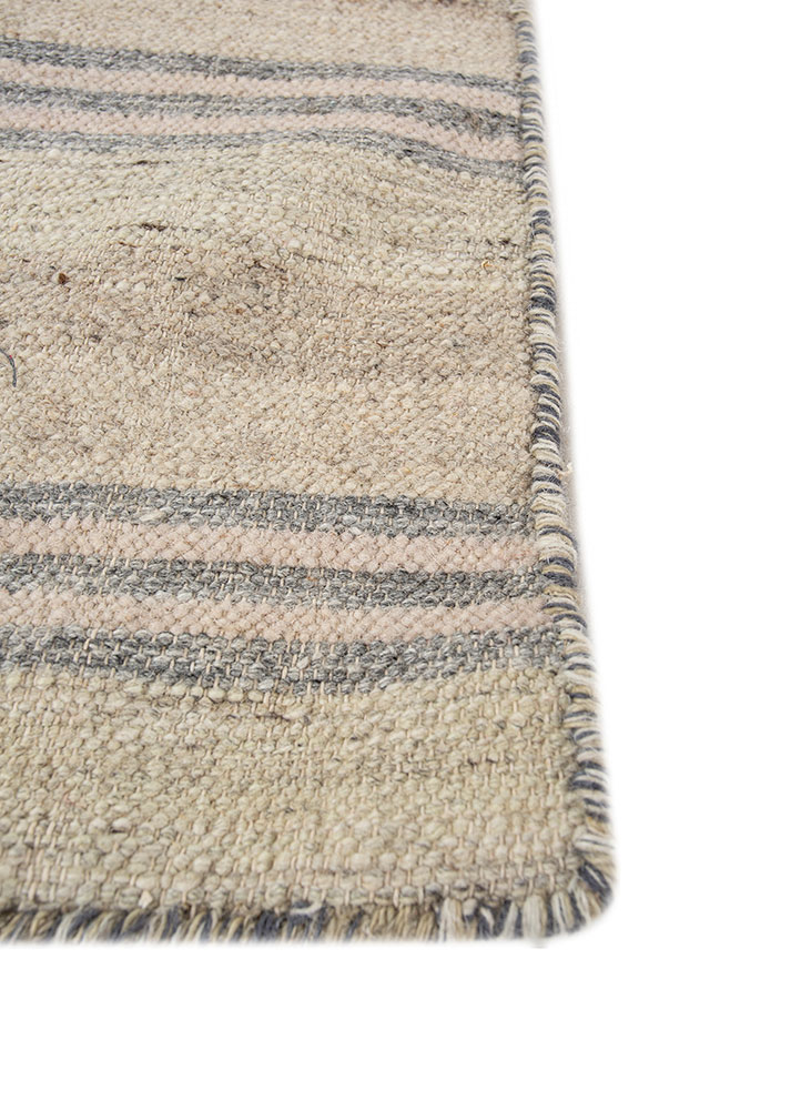 abrash blue wool flat weaves Rug - Corner